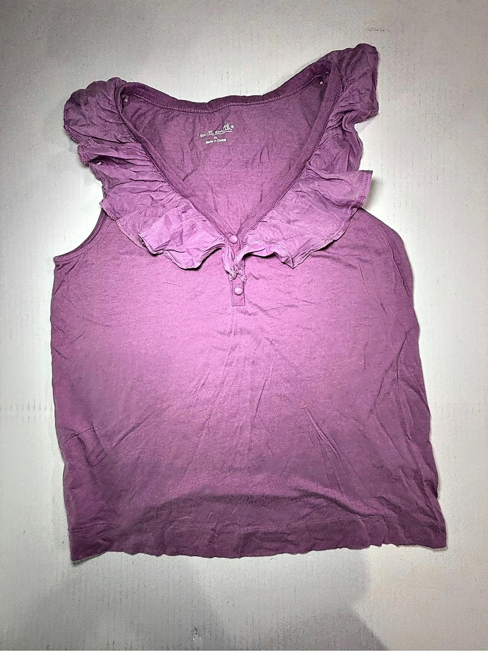 Willi Smith Y2K Women's Ruffle Neck Tank Top Purple XL
